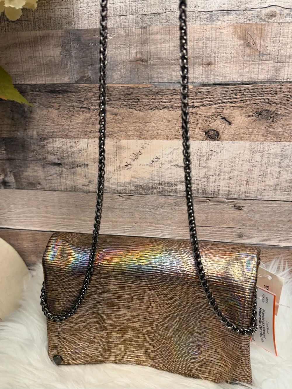 Francesca’s Iridescent Holographic Clutch Bag N/A